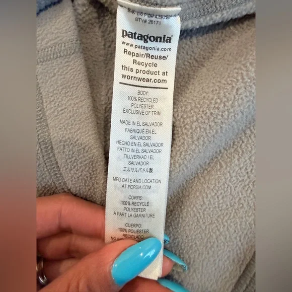 🔥Patagonia Men’s Light Gray Full-Zip Fleece Jacket Size L EC🔥 - Picture 3 of 6